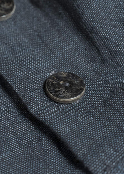 Gathering Textiles Fisherman Hoodie Handwoven , Kala Cotton Yarn Dyed Black Blue FIH01-KC-BB