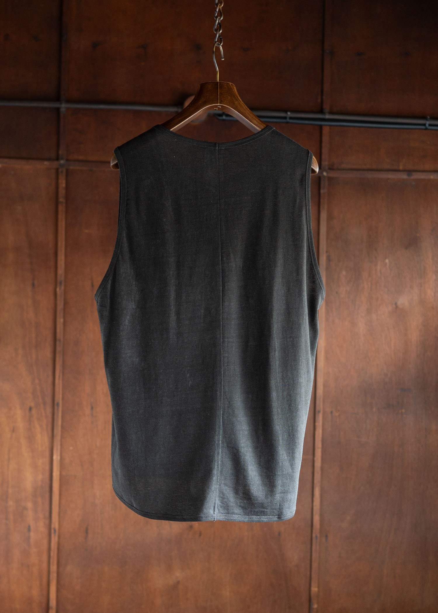 JAN-JAN VAN ESSCHE TANK TOP#16 LOOSE FIT TANK TOP COTTON LINEN JERSEY DARK SUMI