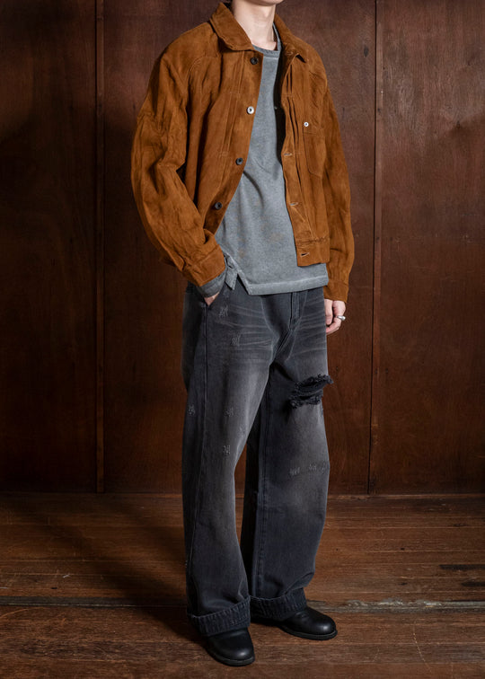 Professor.E SUEDE TRUCKER JKT BROWN 26FW-PE-JKT-16
