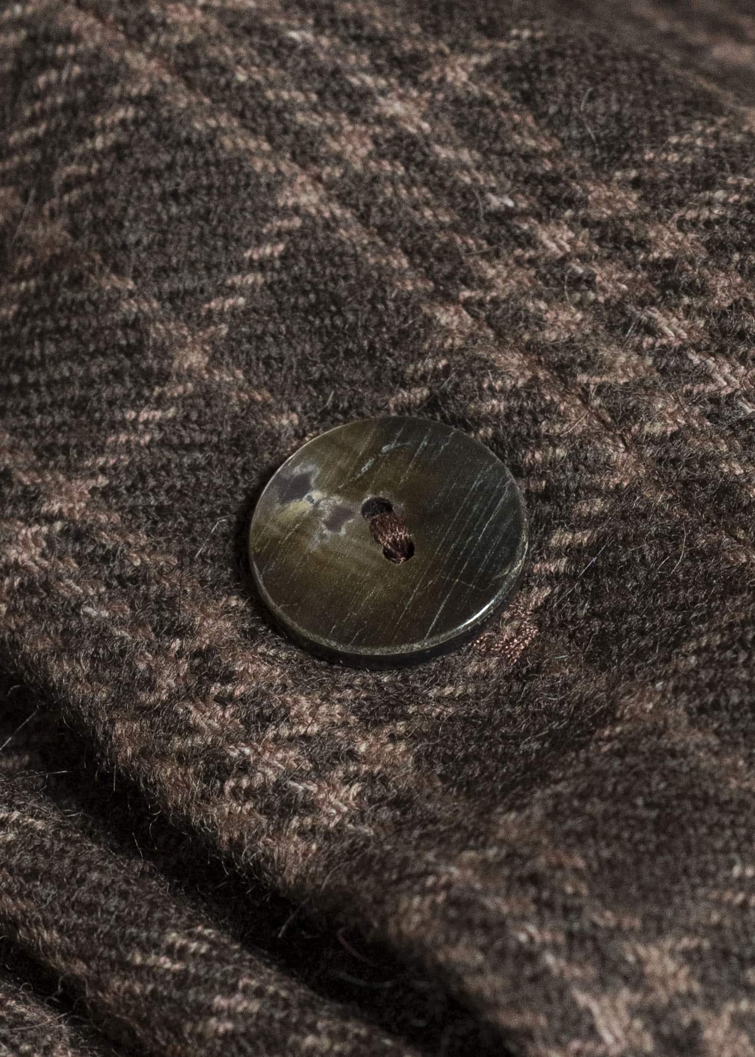 Gathering Textiles Fisherman Hoodie Handwoven , Hand Felted Sheep Wool ,Naturally Yarn Dyed Brown Red Checks FIH01-FW-GC