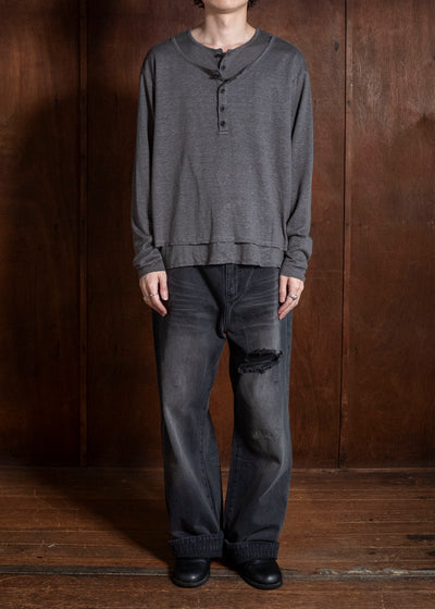 Professor.E DOUBLE LAYERED HENLEY GREY 26FW-PE-TTL-02