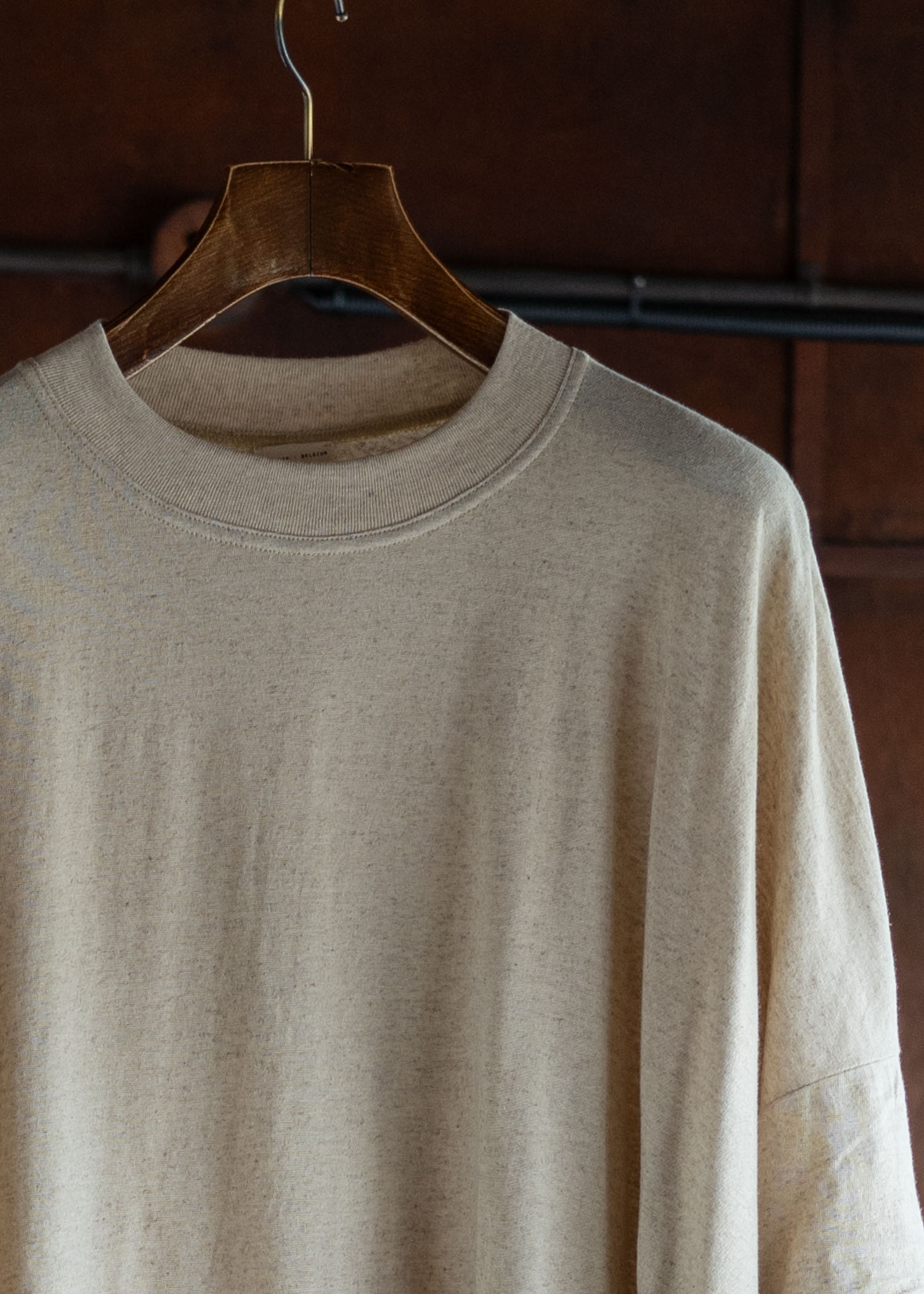 JAN-JAN VAN ESSCHE TEE#81 OVERSIZED CREWNECK TEE COTTON LINEN JERSEY NATURAL BROWN