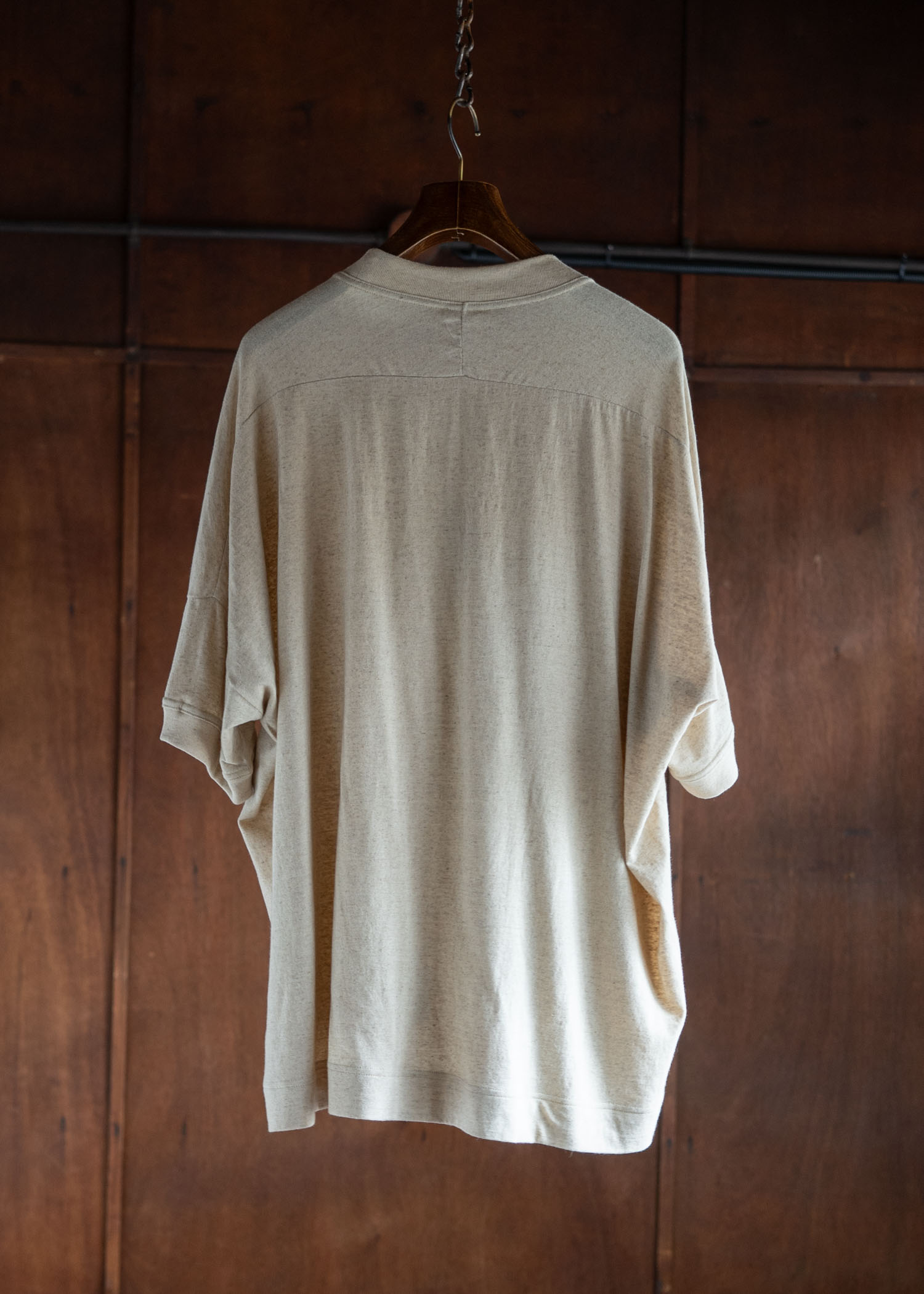 JAN-JAN VAN ESSCHE TEE#81 OVERSIZED CREWNECK TEE COTTON LINEN JERSEY NATURAL BROWN