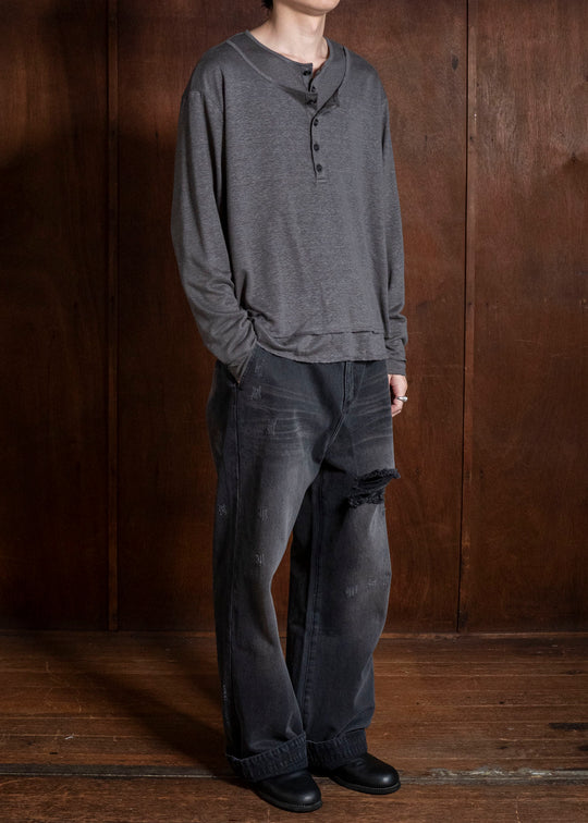 Professor.E DOUBLE LAYERED HENLEY GREY 26FW-PE-TTL-02