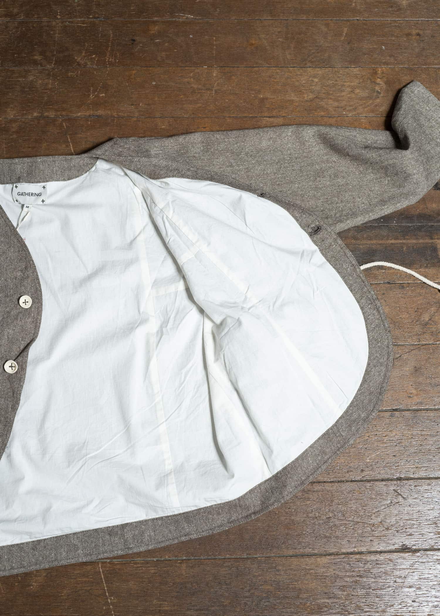 Gathering Textiles Beekeeper Jacket Antique Herringbone Power Loom Japanese Light Weight Wool Brown BKJ01-HW-BR