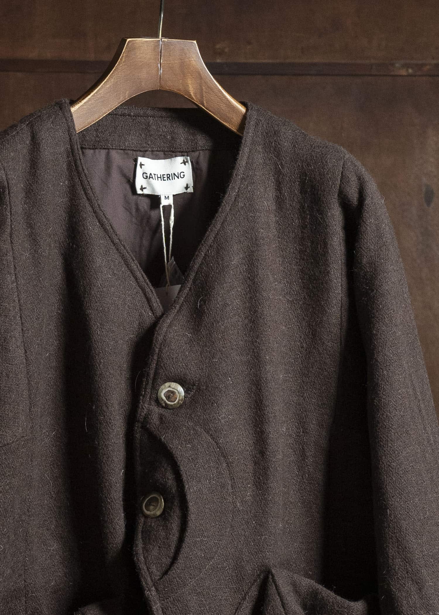 Gathering Textiles Beekeeper Jacket Handwoven , Handfelted Yak And Sheep , Wool , Brown BKJ01-FW-BR