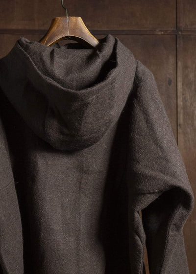 Gathering Textiles Fisherman Hoodie Handwoven , Handfelted Yak And Sheep , Wool , Brown FIH01-FW-BR