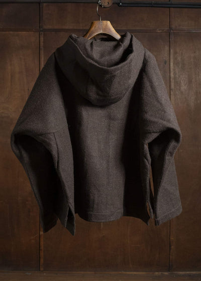 Gathering Textiles Fisherman Hoodie Handwoven , Handfelted Yak And Sheep , Wool , Brown FIH01-FW-BR