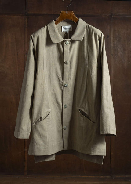 Gathering Textiles Farmer Shirt Linen Cotton Blend , Naturally Dyed Light Green FAS01-LC-KG