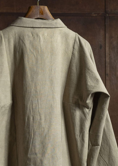 Gathering Textiles Farmer Shirt Linen Cotton Blend, Naturally Dyed Light Green FAS01-LC-KG