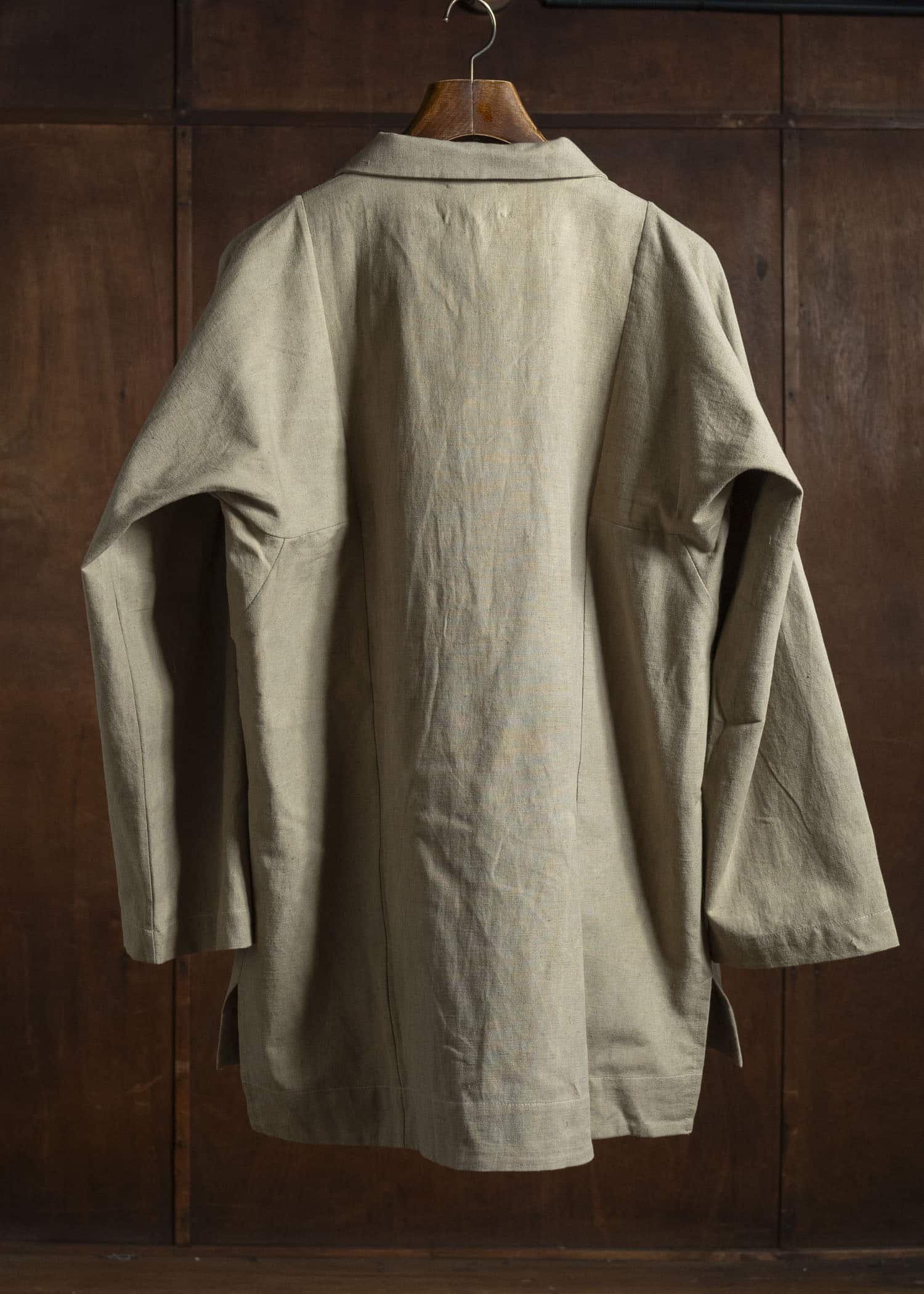 Gathering Textiles Farmer Shirt Linen Cotton Blend , Naturally Dyed Light Green FAS01-LC-KG