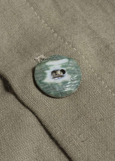 Gathering Textiles Farmer Shirt Linen Cotton Blend, Naturally Dyed Light Green FAS01-LC-KG
