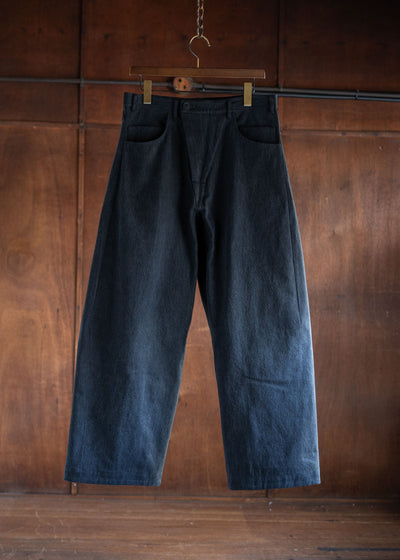 JAN-JAN VAN ESSCHE TROUSERS#78 OVERSIZED 6 POCKET DENIM TROUSERS COTTON DENIM STONE WASHED DENIM BLACK