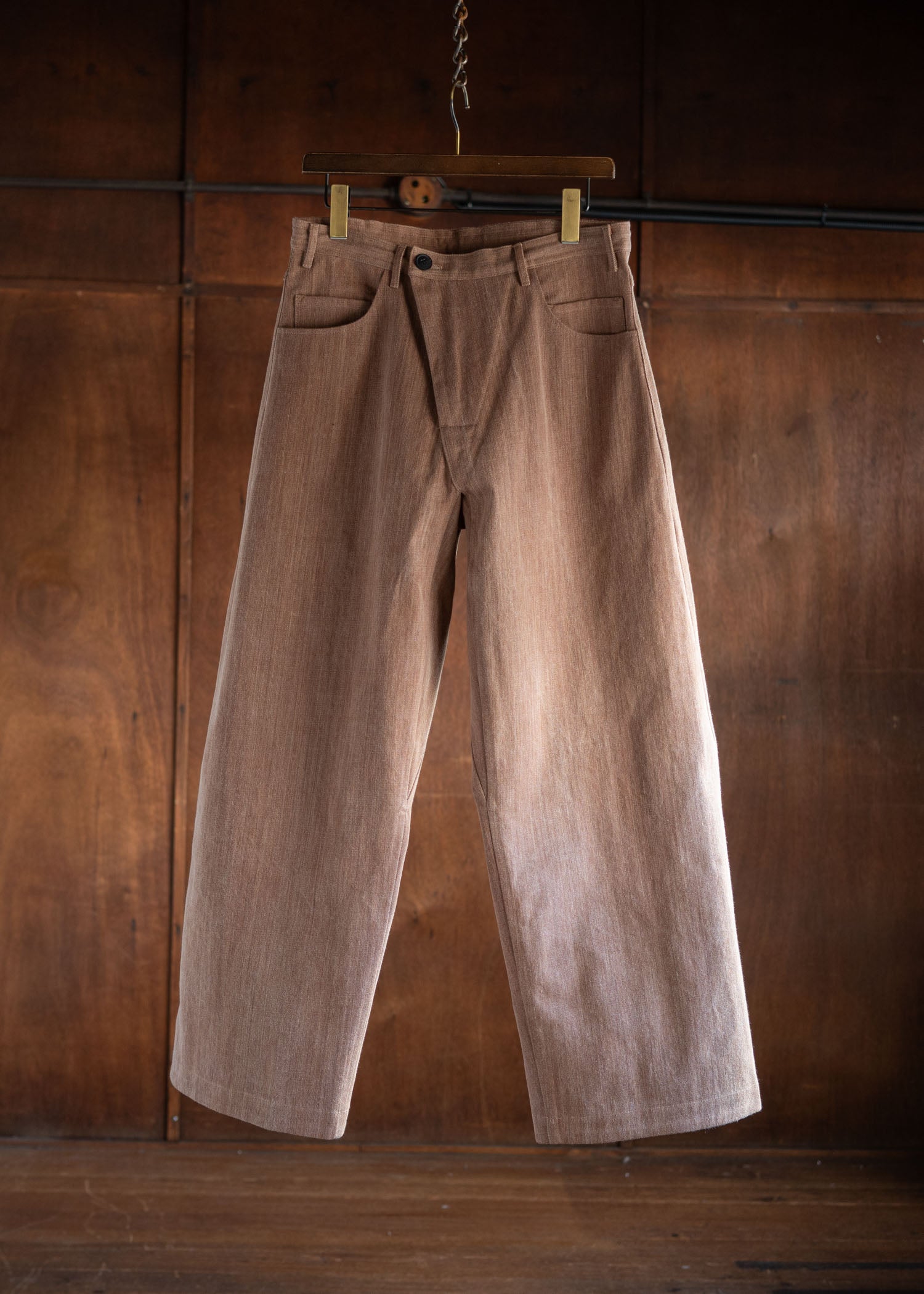 JAN-JAN VAN ESSCHE TROUSERS#78"" OVERSIZED 6 POCKET DENIM TROUSERS COTTON DENIM KAKISHIBU