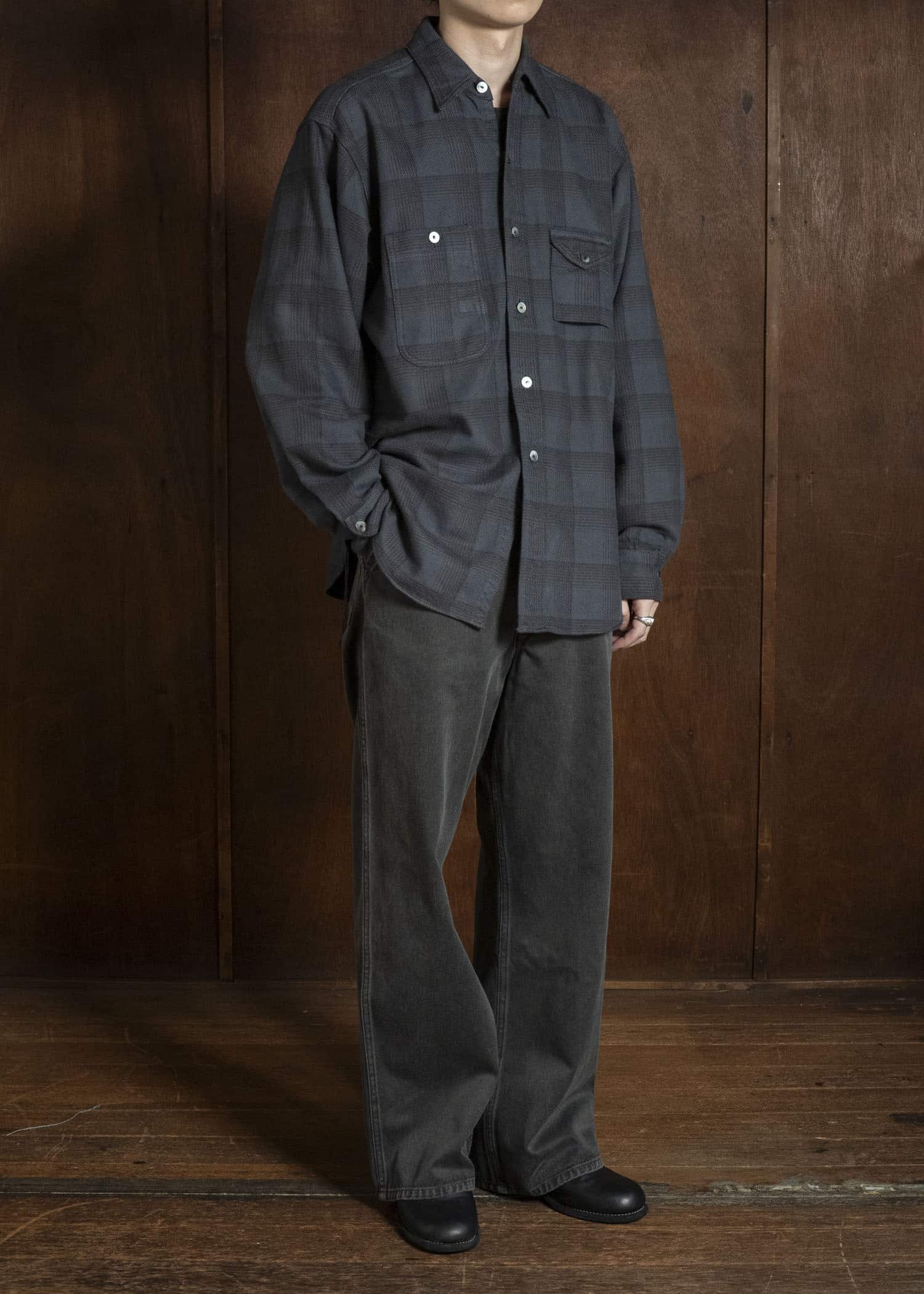 Taiga Takahashi Lot.111-Charcoal Work Shirt Charcoal