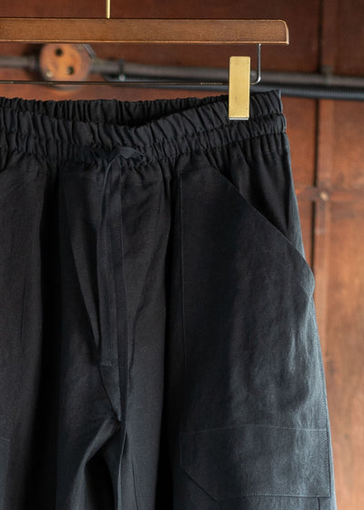 JAN-JAN VAN ESSCHE TROUSERS#80LOOSE FIT LOW CROTCH TROUSERS WASHI SHIRTING BLACK