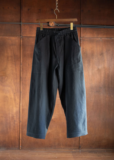 JAN-JAN VAN ESSCHE TROUSERS#80LOOSE FIT LOW CROTCH TROUSERS WASHI SHIRTING BLACK