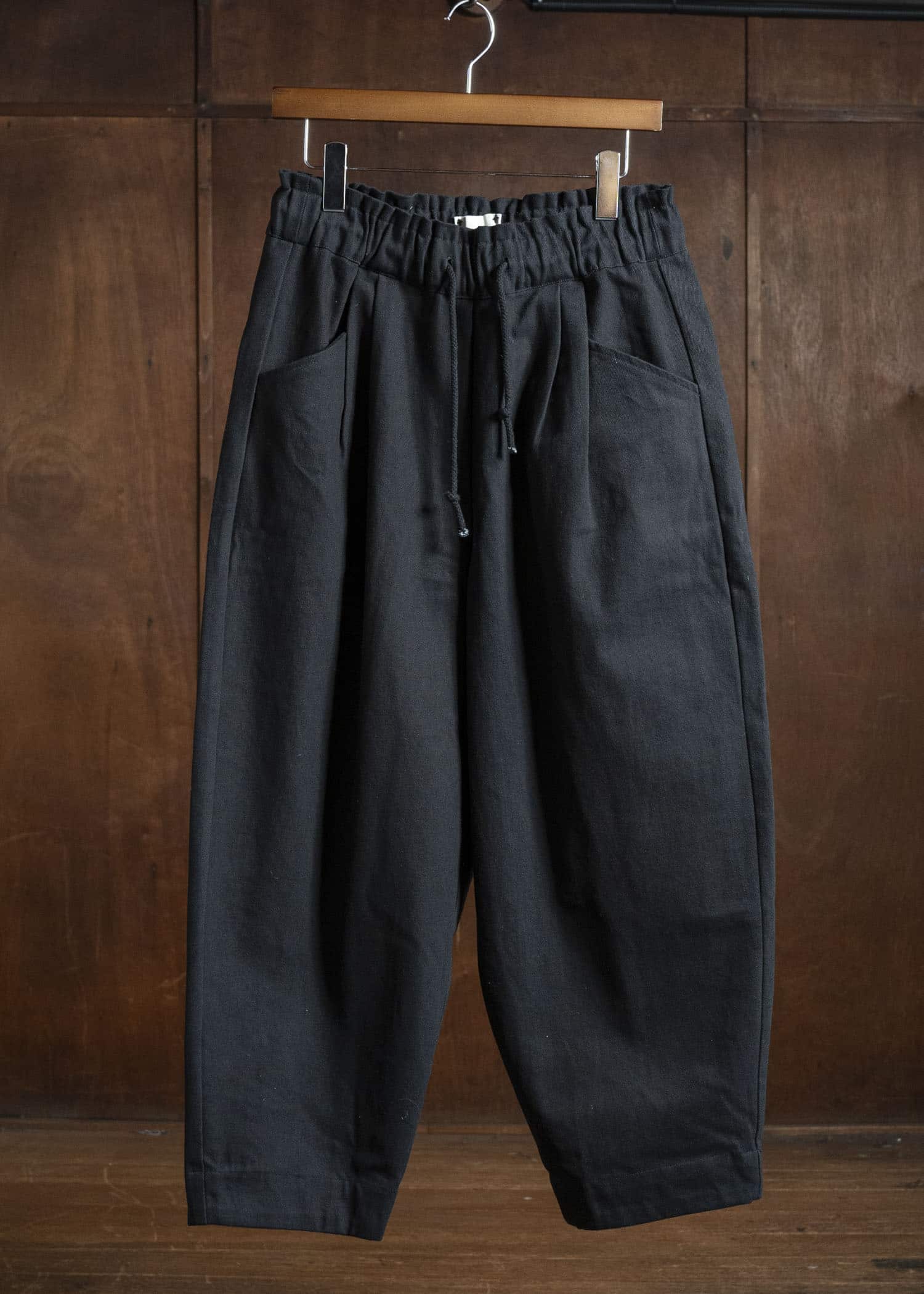 Gathering Textiles Sailor Pant Organic Cotton Poplin , Naturally Dyed Black SAP01-DC-BK