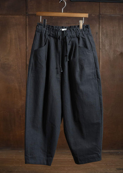 Gathering Textiles Sailor Pant Organic Cotton Poplin , Naturally Dyed Black SAP01-DC-BK