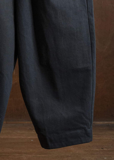Gathering Textiles Sailor Pant Organic Cotton Poplin , Naturally Dyed Black SAP01-DC-BK
