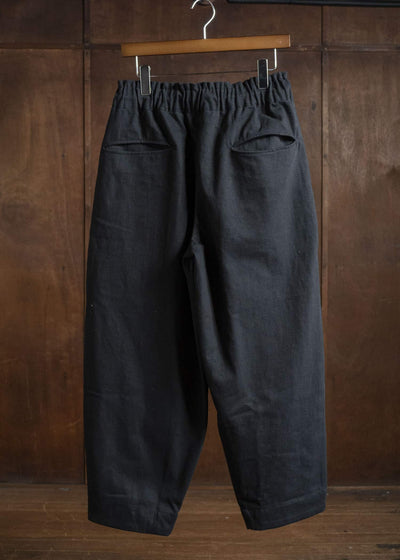 Gathering Textiles Sailor Pant Organic Cotton Poplin , Naturally Dyed Black SAP01-DC-BK