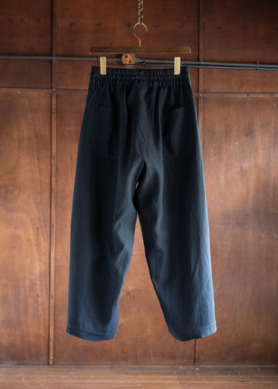 JAN-JAN VAN ESSCHE TROUSERS#80LOOSE FIT LOW CROTCH TROUSERS WASHI SHIRTING BLACK