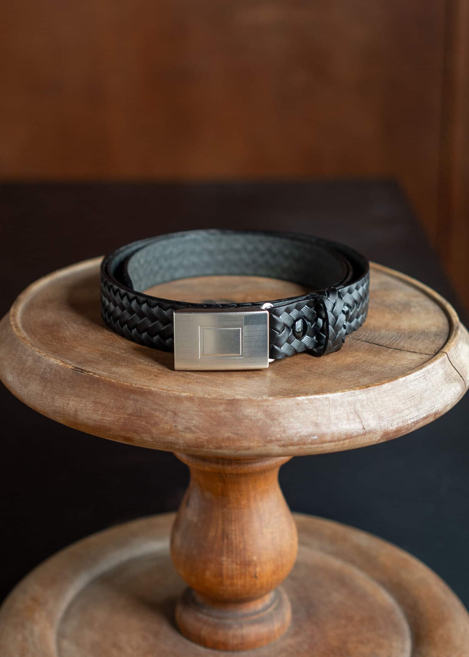 Taiga Takahashi Basketweave Pattern Belt Black Lot.021