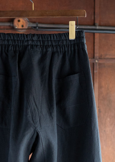 JAN-JAN VAN ESSCHE TROUSERS#80LOOSE FIT LOW CROTCH TROUSERS WASHI SHIRTING BLACK