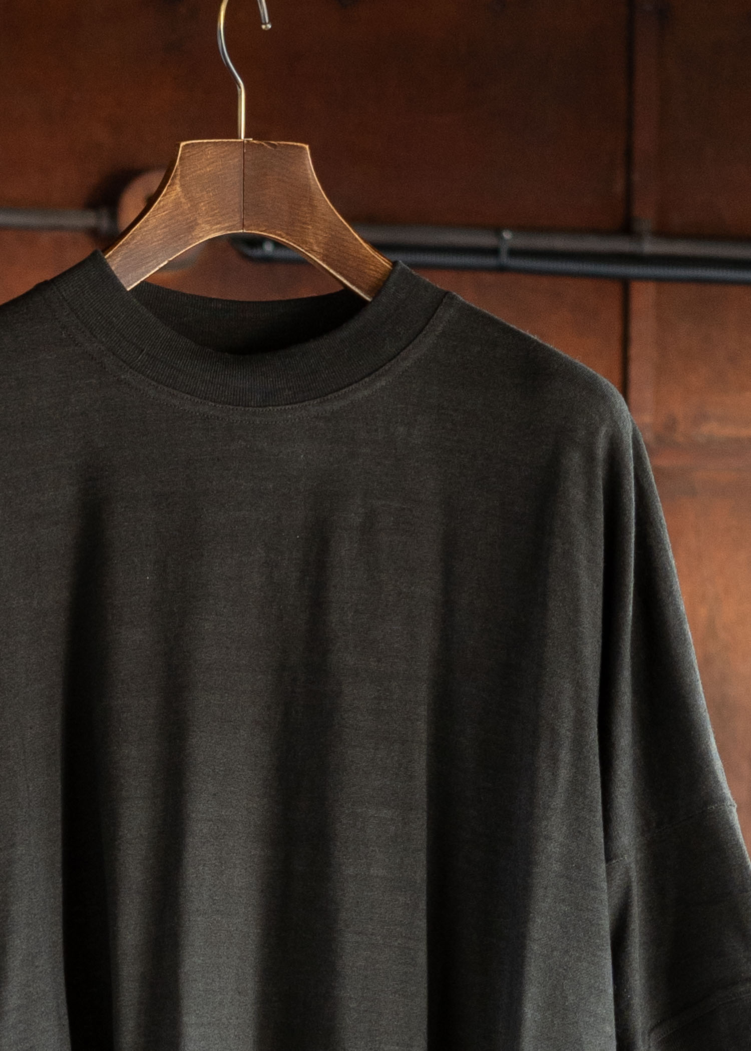 JAN-JAN VAN ESSCHE TEE#81 OVERSIZED CREWNECK TEE COTTON LINEN JERSEY DARK SUMI