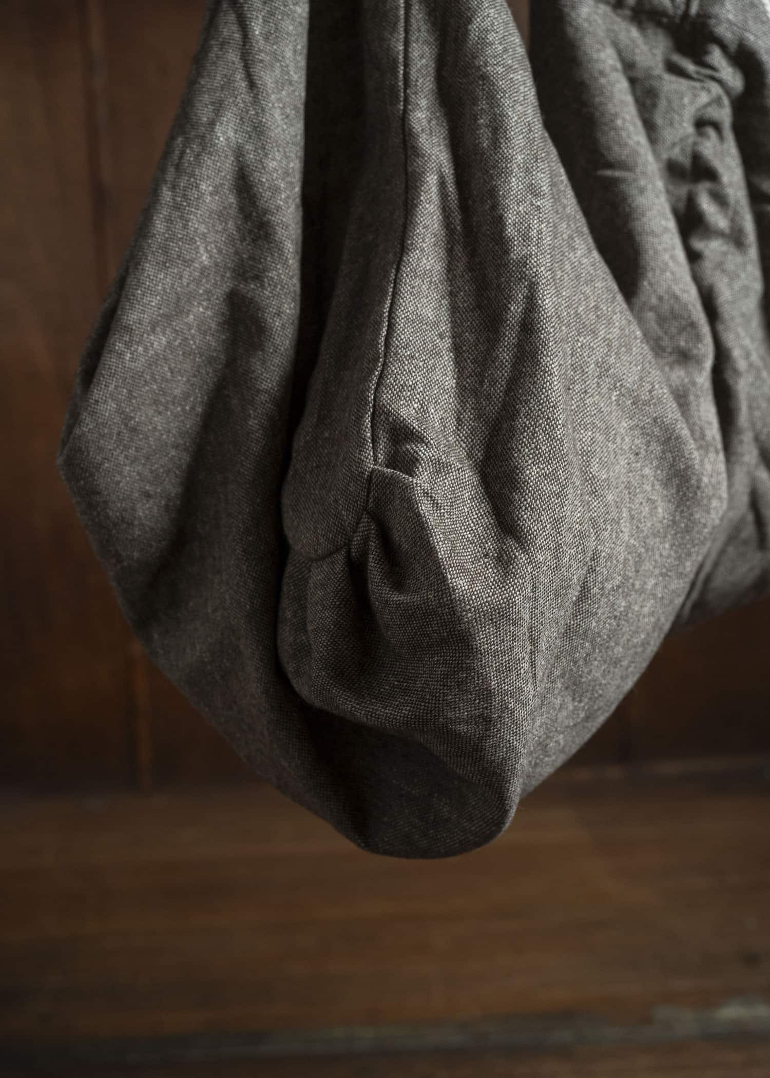 Gathering Textiles Double Bag Antique Herringbone Power Loom Japanese Light Weight Wool DTB01-WL-BR