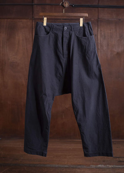 JAN-JAN VAN ESSCHE 23SS COTTON LINEN BLACK TROUSERS