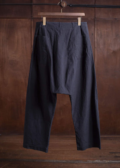 JAN-JAN VAN ESSCHE 23SS COTTON LINEN BLACK TROUSERS