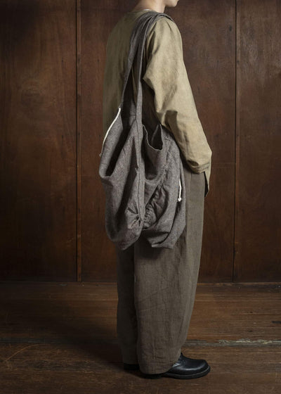 Gathering Textiles Double Bag Antique Herringbone Power Loom Japanese Light Weight Wool DTB01-WL-BR