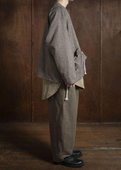 Gathering Textiles Beekeeper Jacket Antique Herringbone Power Loom Japanese Light Weight Wool Brown BKJ01-HW-BR