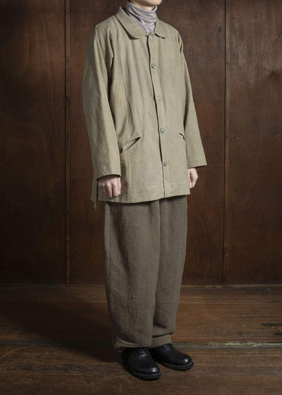 Gathering Textiles Farmer Shirt Linen Cotton Blend, Naturally Dyed Light Green FAS01-LC-KG