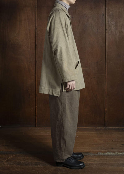 Gathering Textiles Farmer Shirt Linen Cotton Blend, Naturally Dyed Light Green FAS01-LC-KG