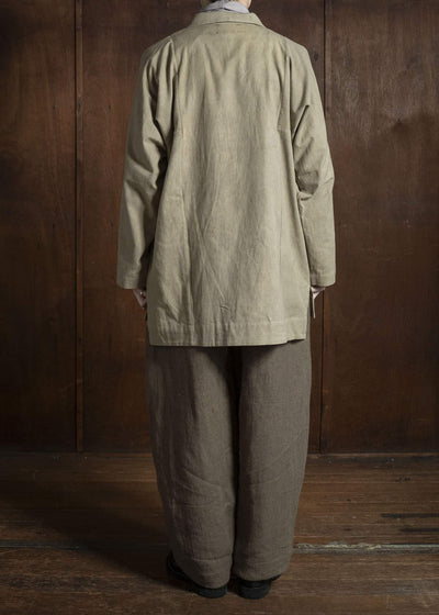 Gathering Textiles Farmer Shirt Linen Cotton Blend, Naturally Dyed Light Green FAS01-LC-KG