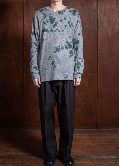 SUZUSAN Cotton Wool Jersey Long Sleeve T-Shirt Moss Green / Gray 2072CW-010