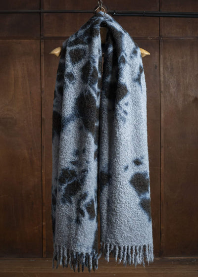 SUZUSAN 1002AP-010 Hand Woven Bouclé Throw 1013 Black - SilverGrey