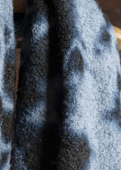 SUZUSAN 1002AP-010 Hand Woven Boucle Throw 1013 Black - SilverGrey