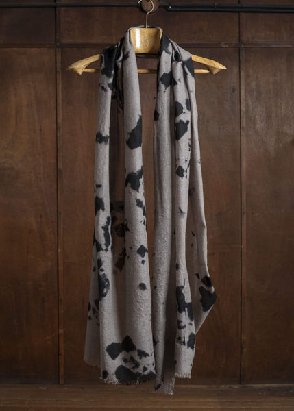 SUZUSAN 0013W-010 Hand Woven Baby W ool Shawl 1065 Black x Light Coffee