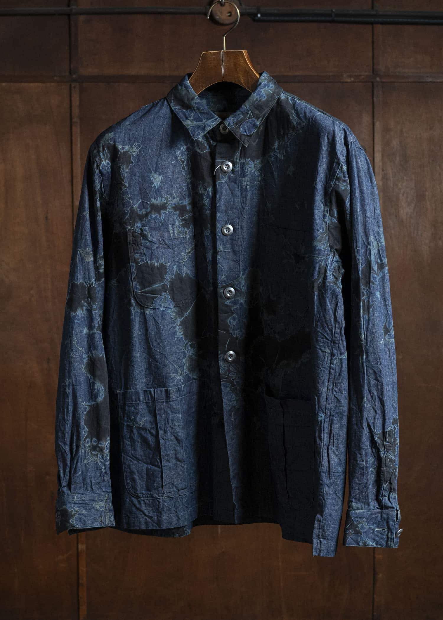 SUZUSAN 4071C-010 Pima Cotton Denim Four Pockets Overshirt 1098 Black - Indigo