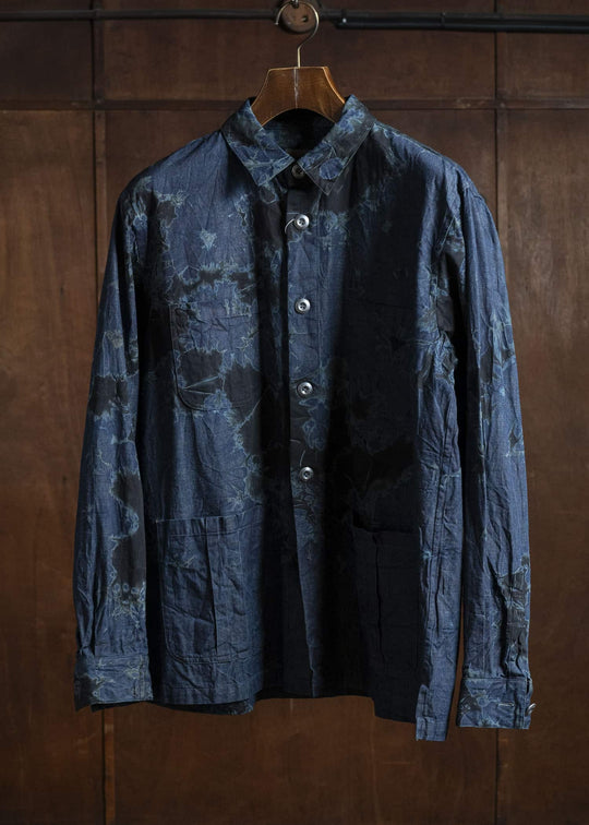 SUZUSAN 4071C-010 Pima Cotton Denim Four Pockets Overshirt 1098 Black - Indigo