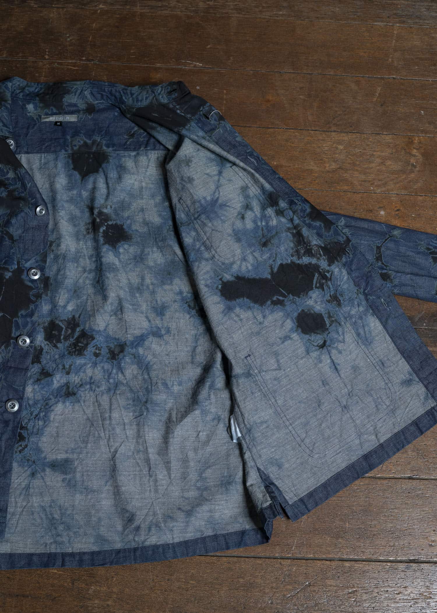 SUZUSAN 4071C-010 Pima Cotton Denim Four Pockets Overshirt 1098 Black - Indigo