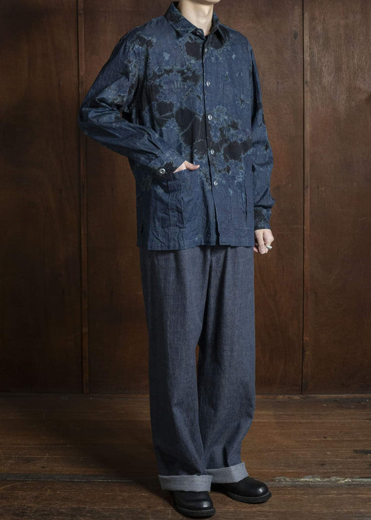 SUZUSAN 4071C-010 Pima Cotton Denim Four Pockets Overshirt 1098 Black - Indigo