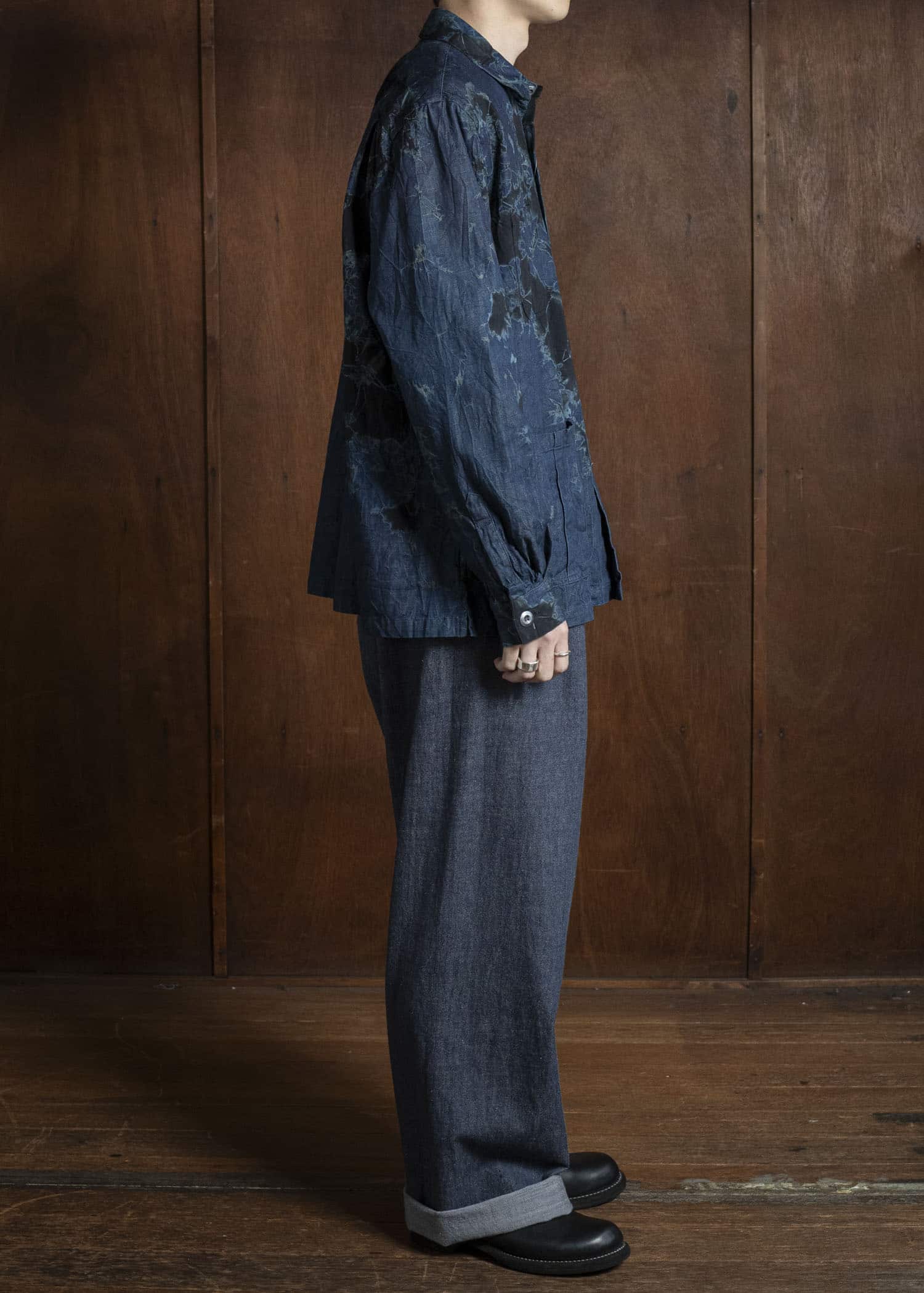 SUZUSAN 4071C-010 Pima Cotton Denim Four Pockets Overshirt 1098 Black - Indigo