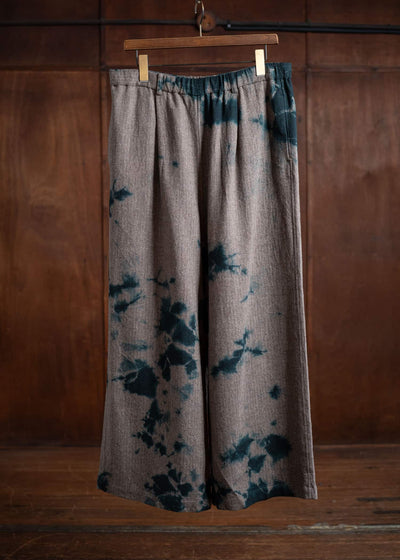 SUZUSAN Wool Cashmare Herringbone Drawstring Wide Pants Spruce X Muddy Brown 5041WNK-010