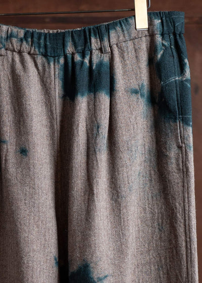 SUZUSAN Wool Cashmare Herringbone Drawstring Wide Pants Spruce X Muddy Brown 5041WNK-010