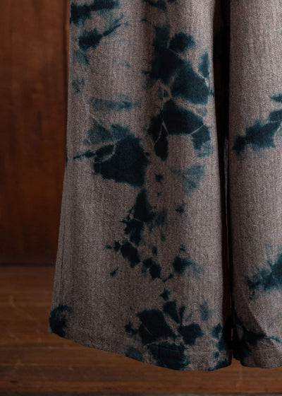 SUZUSAN Wool Cashmare Herringbone Drawstring Wide Pants Spruce X Muddy Brown 5041WNK-010