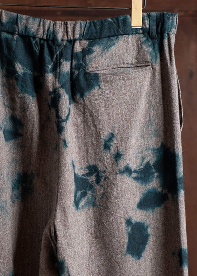 SUZUSAN Wool Cashmare Herringbone Drawstring Wide Pants Spruce X Muddy Brown 5041WNK-010